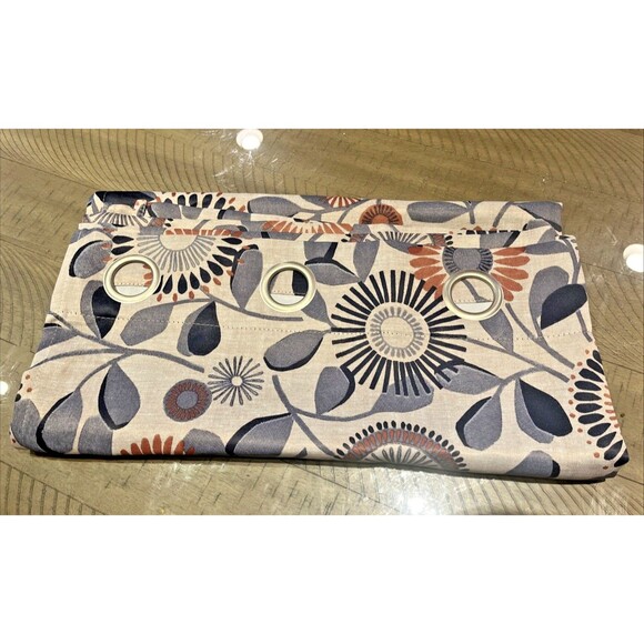 Blackout Grommet Curtain Panel Energy Efficient Floral Design Blue Orang… - Picture 2 of 3